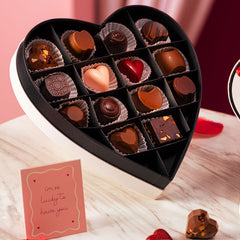 Ivory Noir Heart Box of 14